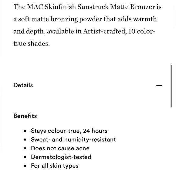 New in Box Mac Cosmetics Skinfinish Sunstruck Matte Bronzer Matte Medium Golden - Picture 4 of 5